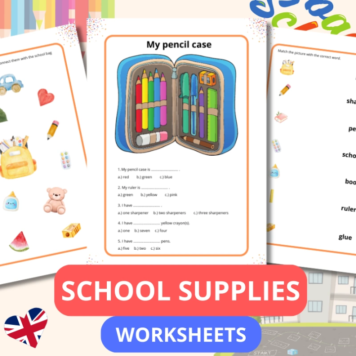 School Supplies Worksheets - język angielski - EduBazarek
