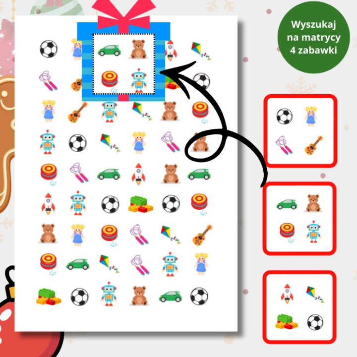 Zabawa Znajdź Zabawki - gra edukacyjna EduBazarek