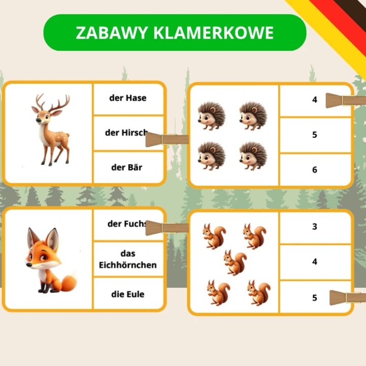 Zestaw Waldtiere - język niemiecki - EduBazarek