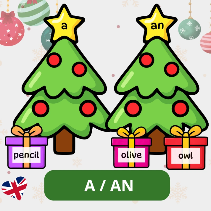 Christmas presents - gramatyczna zabawa z 'a' i 'an'