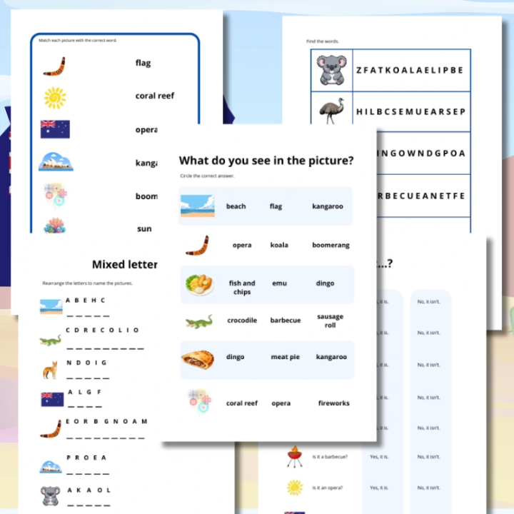 Karty Pracy Australia Day - język angielski - EduBazarek