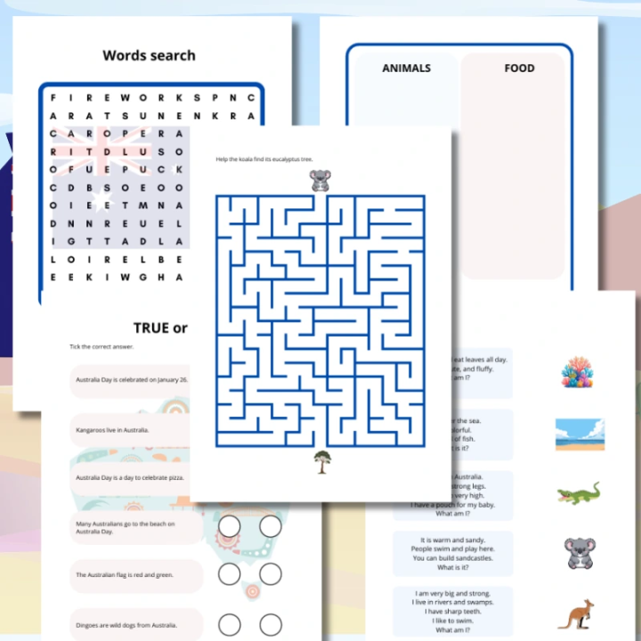 Karty Pracy Australia Day - język angielski - EduBazarek