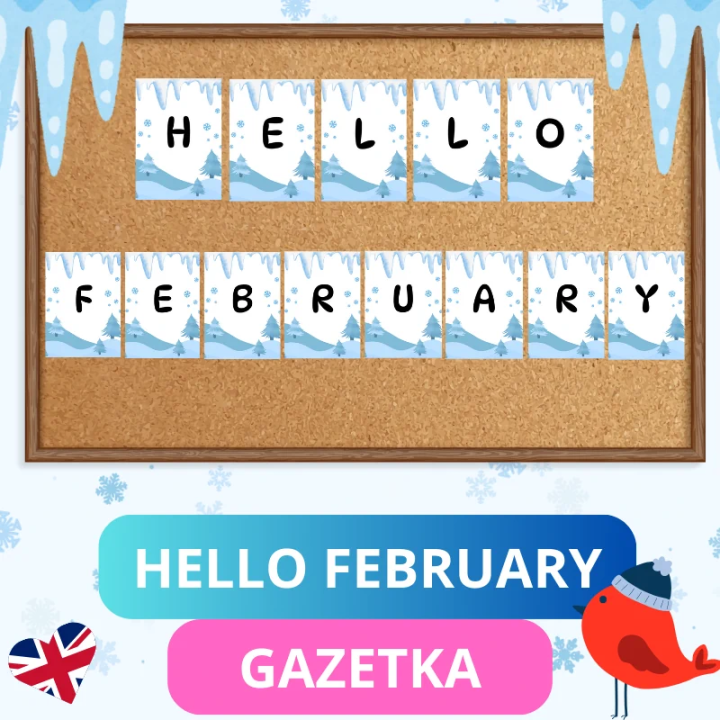 Gazetka ścienna Hello February - język angielski - EduBazarek