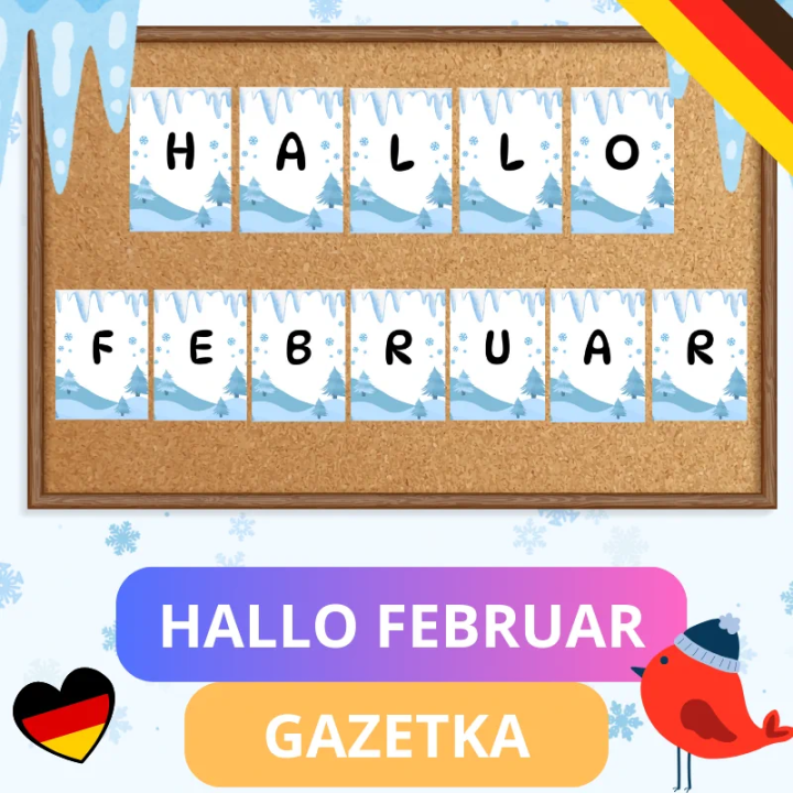 Gazetka ścienna Hallo Februar - język niemiecki - EduBazarek