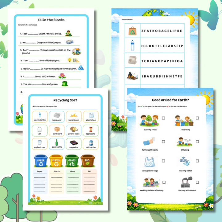 Earth Day Worksheets (pdf) - EduBazarek