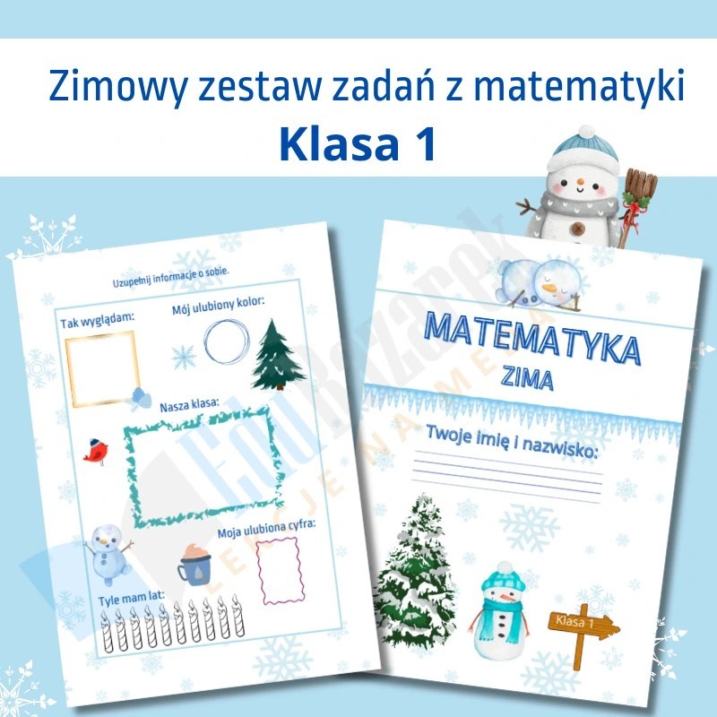 Zimowy zestaw ćwiczeń i zadań z matematyki do klasy 1