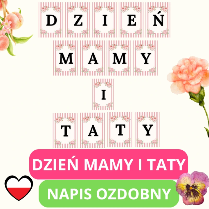 Napis „Dzień Mamy i Taty” - dekoracja - EduBazarek