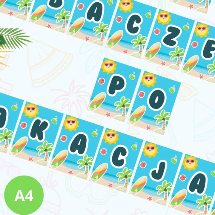 Napis ozdobny do druku A4 „Do zobaczenia po wakacjach” – dekoracja dla nauczycieli i szkół (PDF)
