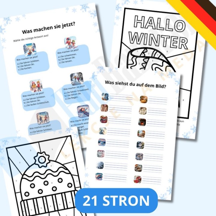 Winter Zimowe Karty Pracy - język niemiecki - EduBazarek