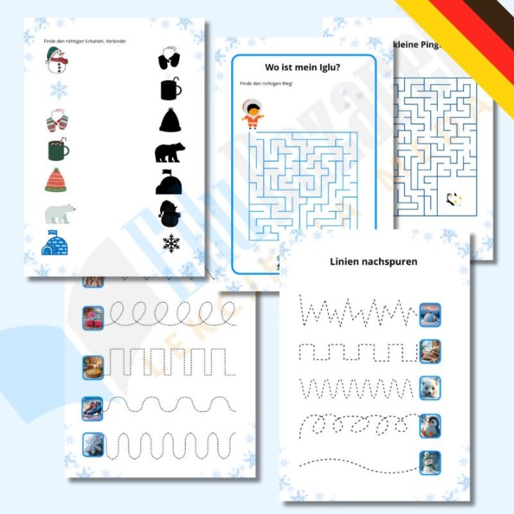 Winter Zimowe Karty Pracy - język niemiecki - EduBazarek