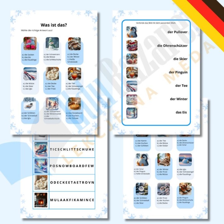 Winter Zimowe Karty Pracy - język niemiecki - EduBazarek
