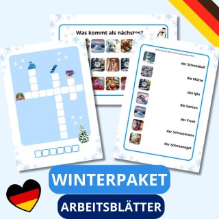 Winter Zimowe Karty Pracy - język niemiecki - EduBazarek