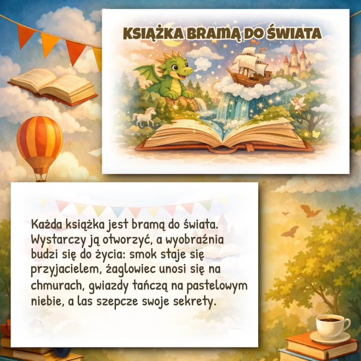 Światowy Dzień Książki - kolorowa gazetka szkolna o historii i magii czytania