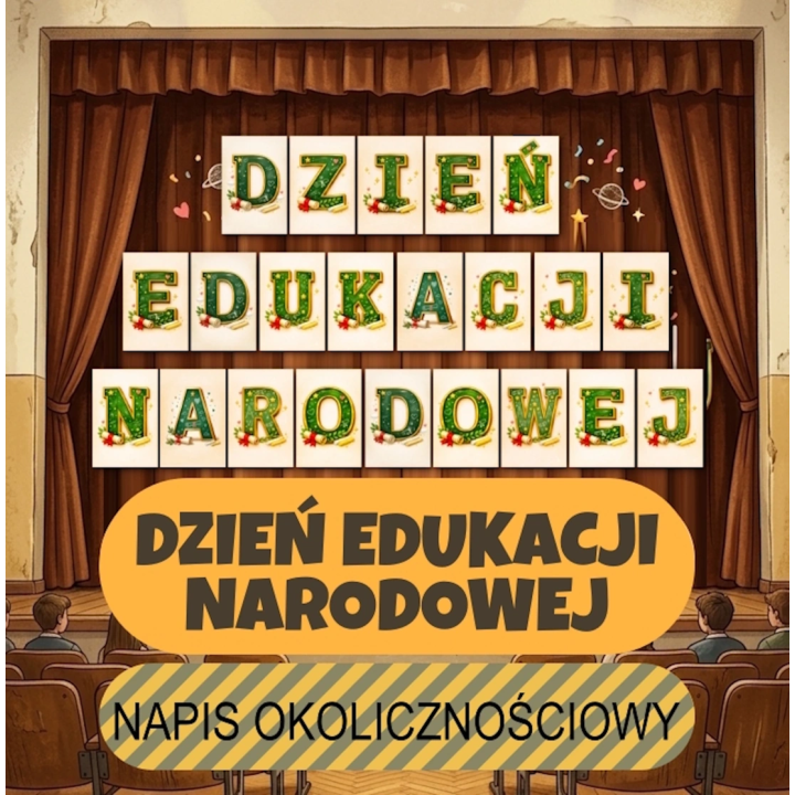 Dzień Edukacji Narodowej – elegancki napis okolicznościowy w stylu szkolnym