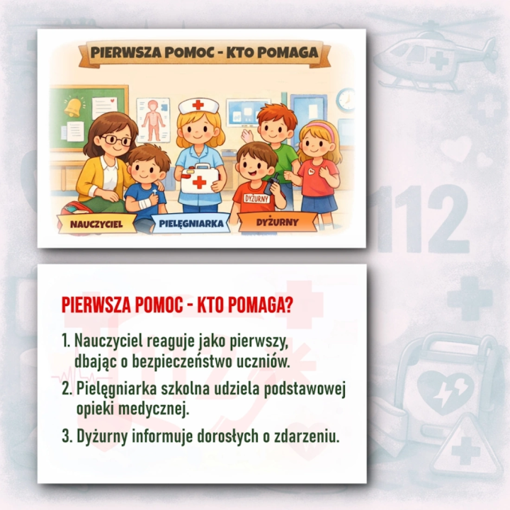 Pierwsza Pomoc – Edukacyjna Gazetka dla Dzieci | 25 Kart z Instrukcjami i Ilustracjami