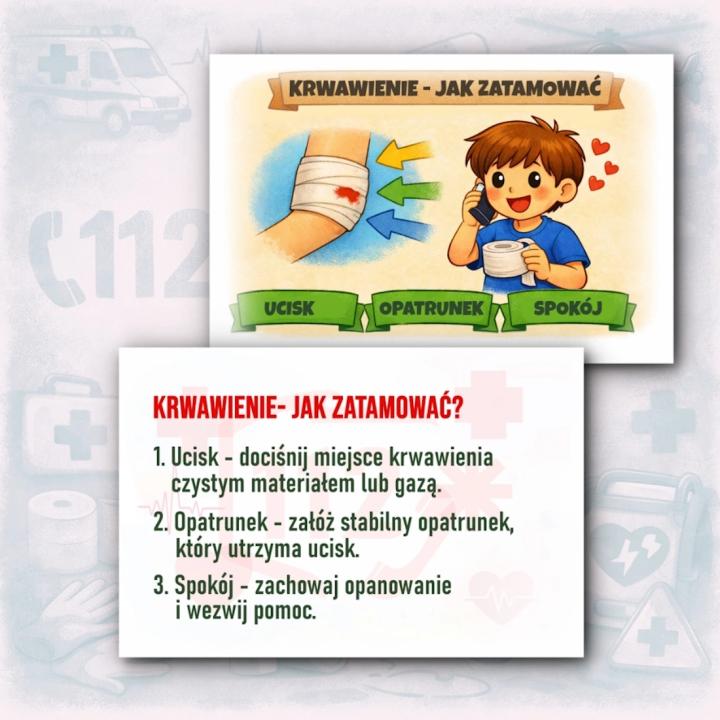 Pierwsza Pomoc – Edukacyjna Gazetka dla Dzieci | 25 Kart z Instrukcjami i Ilustracjami