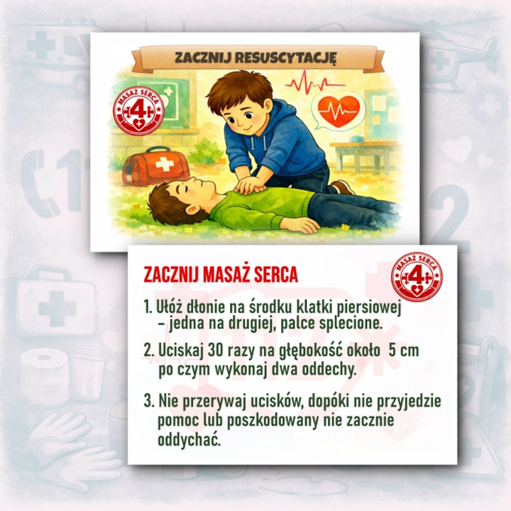 Pierwsza Pomoc – Edukacyjna Gazetka dla Dzieci | 25 Kart z Instrukcjami i Ilustracjami