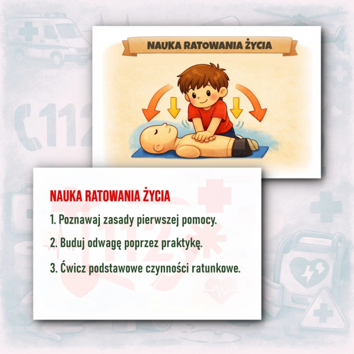 Pierwsza Pomoc – Edukacyjna Gazetka dla Dzieci | 25 Kart z Instrukcjami i Ilustracjami