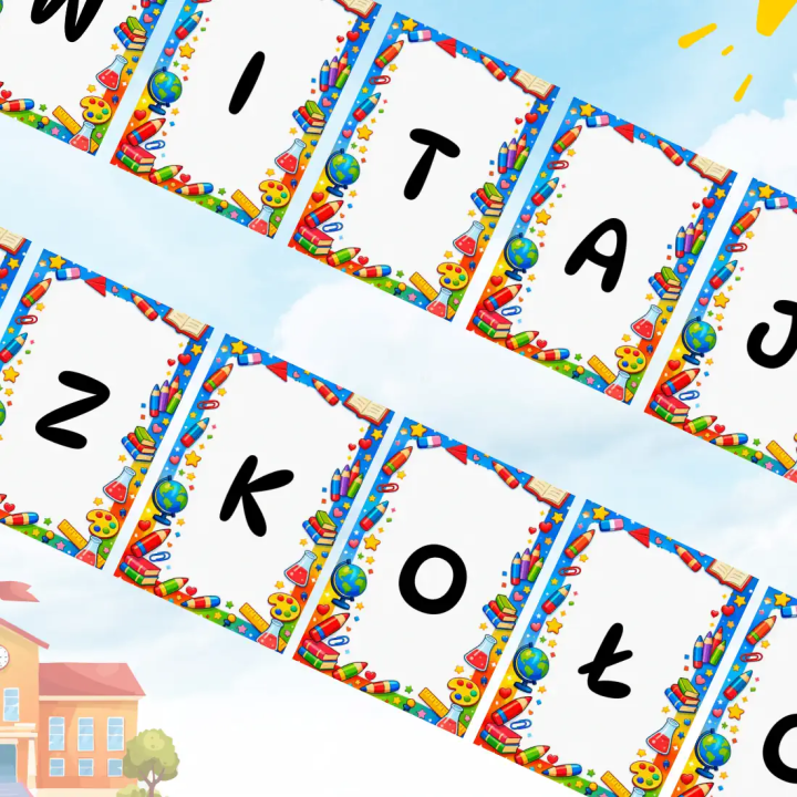 Witaj Szkoło – Napis Dekoracyjny PDF do Druku na Rozpoczęcie Roku Szkolnego