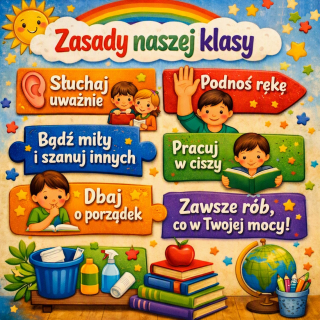 Gazetka „Zasady klasowe” – dekoracja i wsparcie wychowawcze
