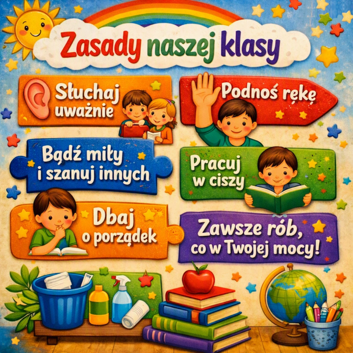 Gazetka „Zasady klasowe” – dekoracja i wsparcie wychowawcze