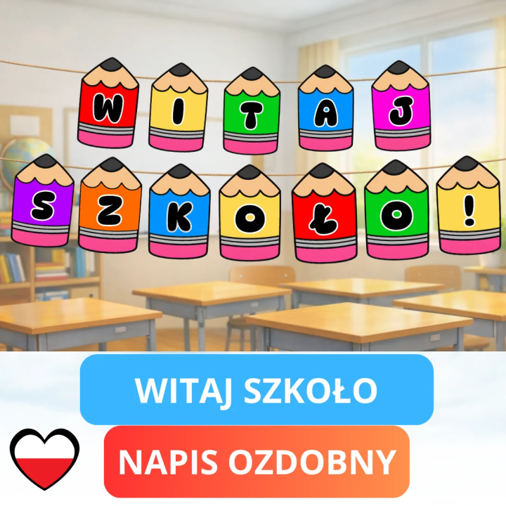 Napis „Witaj szkoło” - gotowy do druku - pdf - EduBazarek
