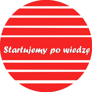 STARTUJEMY PO WIEDZĘ - kolorowy napis edukacyjny