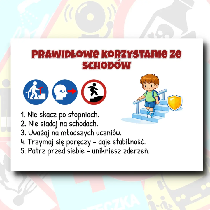 Zasady zachowania w szkole - komplet 17 kart tematycznych do gazetki szkolnej