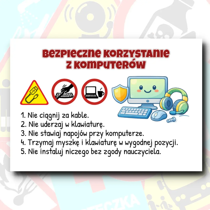 Zasady zachowania w szkole - komplet 17 kart tematycznych do gazetki szkolnej