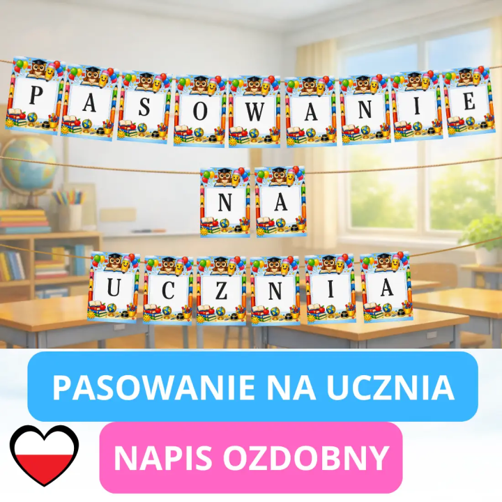 Napis ozdobny „Pasowanie na ucznia” (pdf) - do druku - EduBazarek