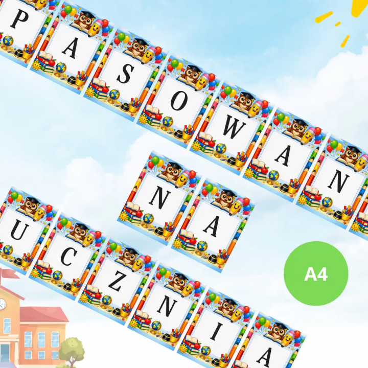 Napis ozdobny „Pasowanie na ucznia” (pdf) - do druku - EduBazarek