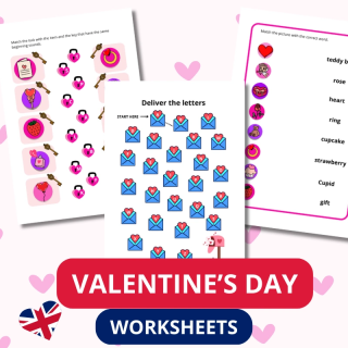 Walentynkowe karty pracy z języka angielskiego - EduBazarek