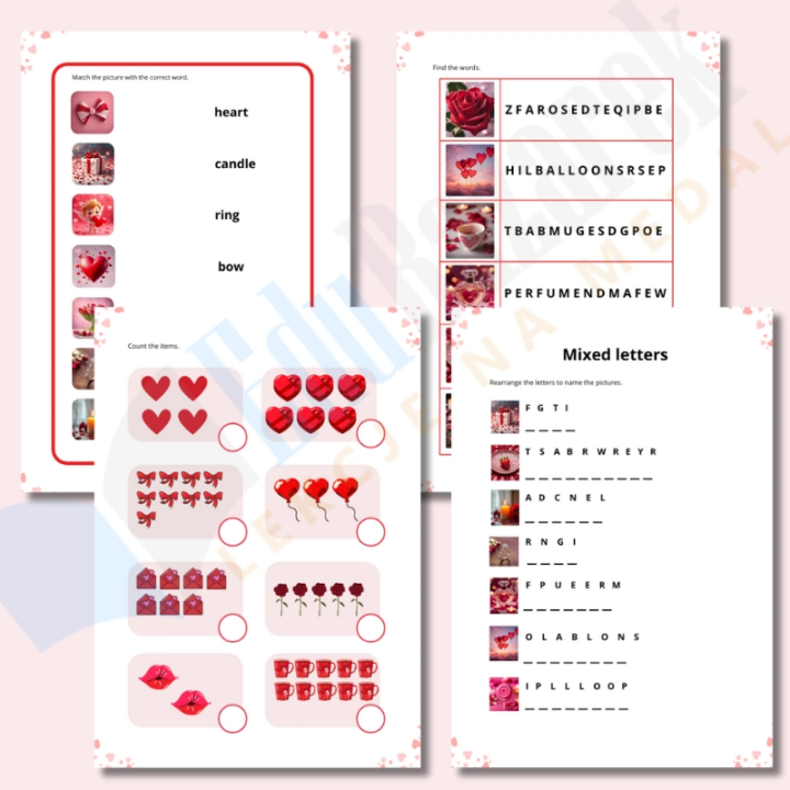 Karty Pracy z Okazji Walentynek - język angielski - EduBazarek