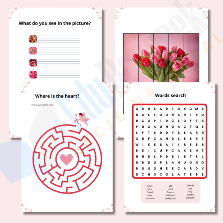 Karty Pracy z Okazji Walentynek - język angielski - EduBazarek