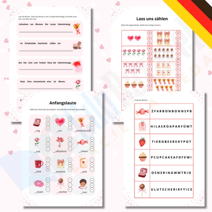 Valentinstag – karty pracy - język niemiecki - EduBazarek