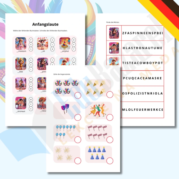 Karneval - Karty pracy - język niemiecki - EduBazarek