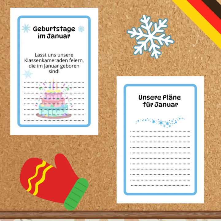 Gazetka Ścienna Hallo Januar - język niemiecki - EduBazarek