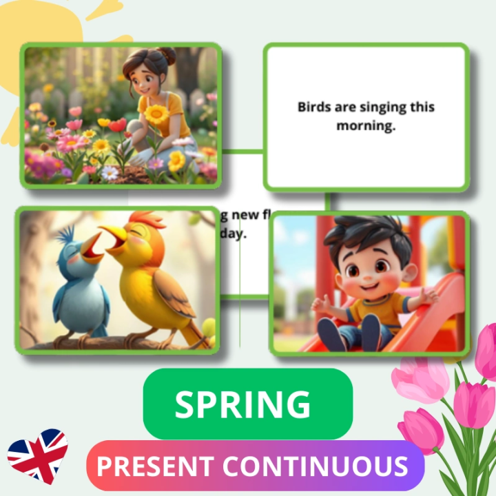 Spring - Present Continuous - język angielski - EduBazarek