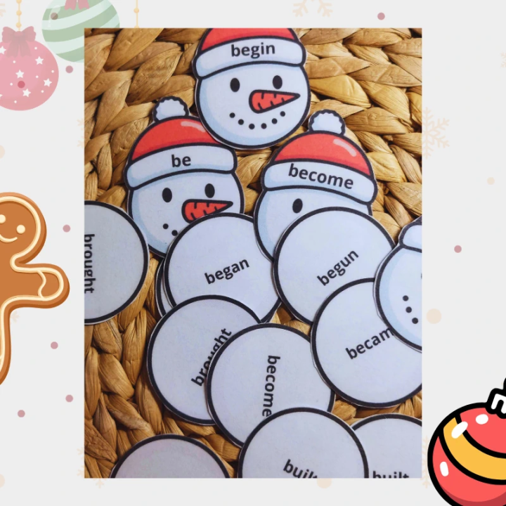 Christmas irregular verbs. Czasownikowy Bałwan to pomoc dydaktyczna stworzona z myślą o nauczycielach.