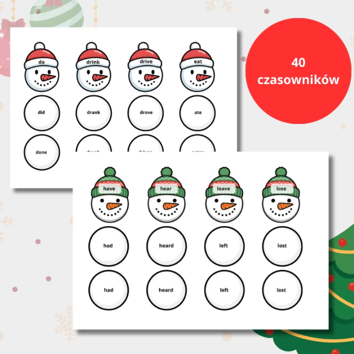 Christmas irregular verbs. Czasownikowy Bałwan to pomoc dydaktyczna stworzona z myślą o nauczycielach.