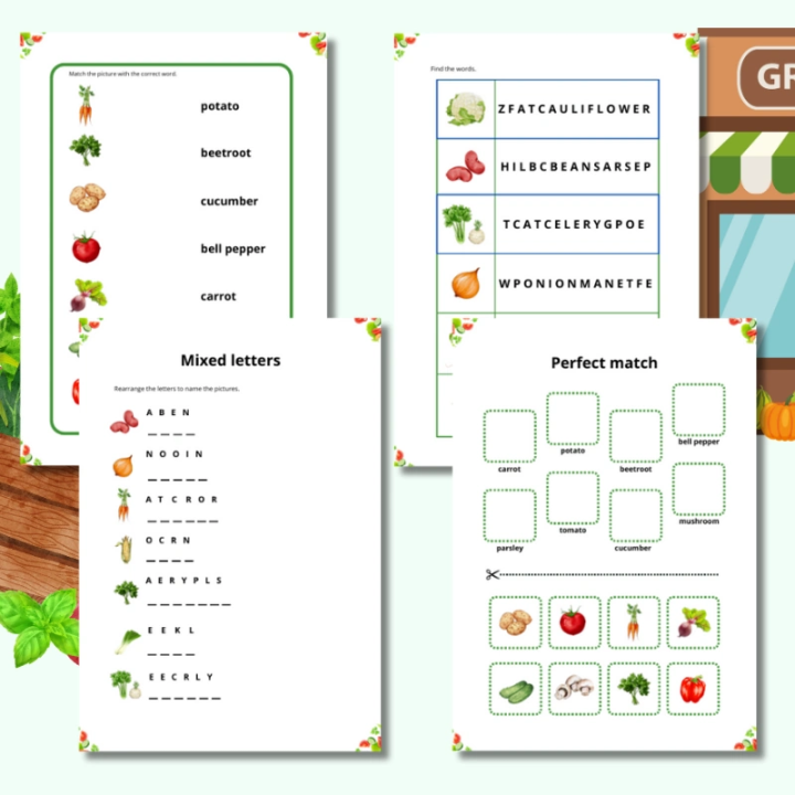 Vegetables Worksheets - język angielski - EduBazarek
