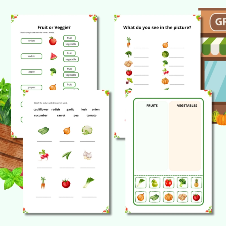 Vegetables Worksheets - język angielski - EduBazarek