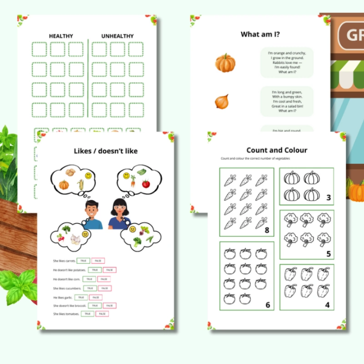 Vegetables Worksheets - język angielski - EduBazarek
