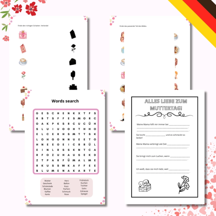 Muttertag - Karty Pracy - język niemiecki - EduBazarek