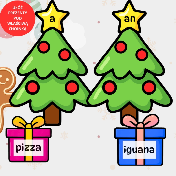 Christmas presents - gramatyczna zabawa z 'a' i 'an'