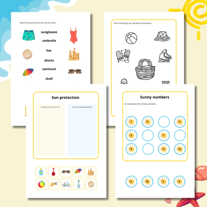 Karty pracy Summer - język angielski - EduBazarek