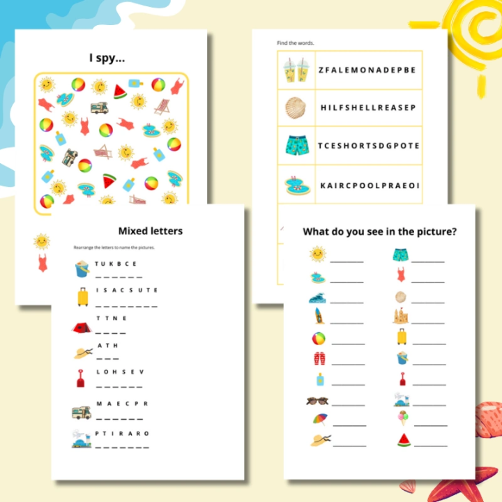 Karty pracy Summer - język angielski - EduBazarek