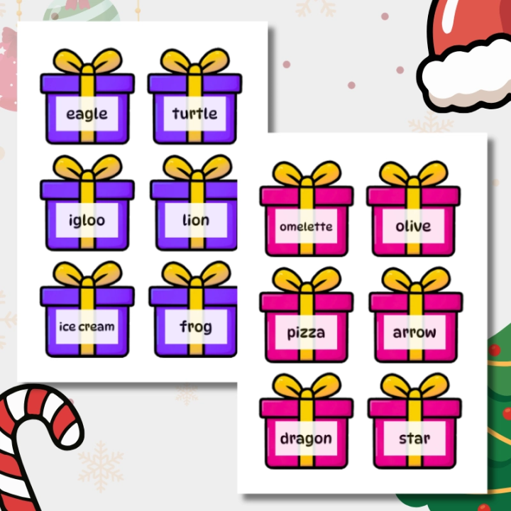 Christmas presents - gramatyczna zabawa z 'a' i 'an'