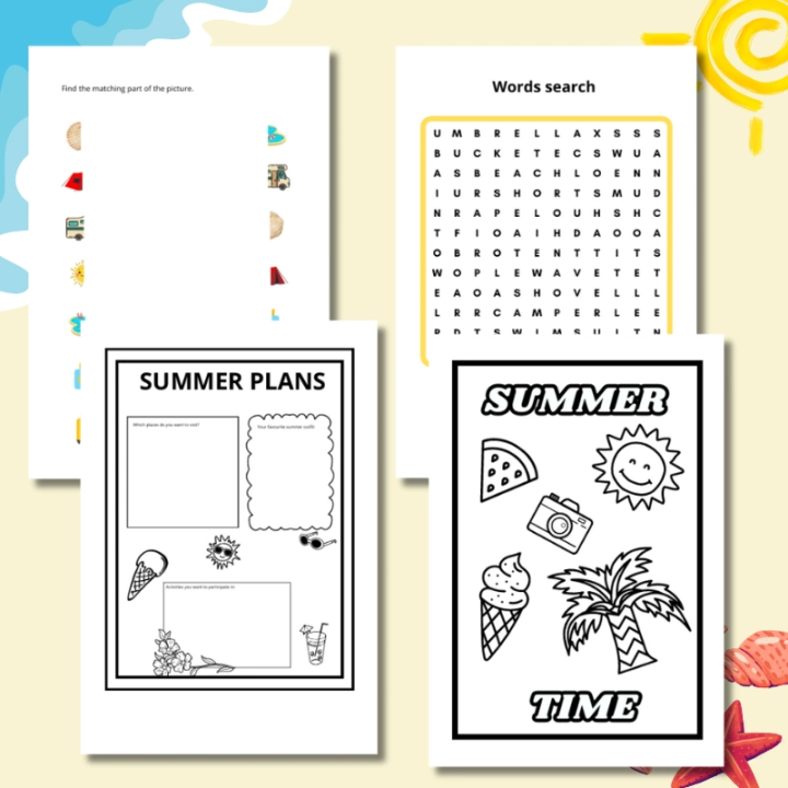 Karty pracy Summer - język angielski - EduBazarek